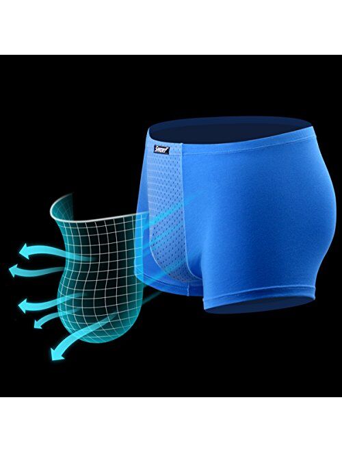 Ouruikia SHIONF 3 Pack Men's Briefs Modal Lightweight Underwear Flyless Briefs Protective Mesh Pouch Trunks