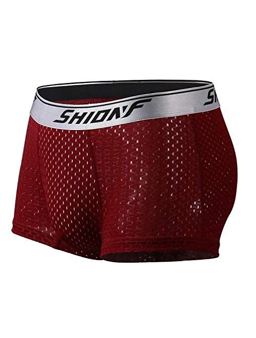 Ouruikia Men's Underwear Performance Boxer Briefs Mesh Sports Trunks Quick Dry Active Underwear