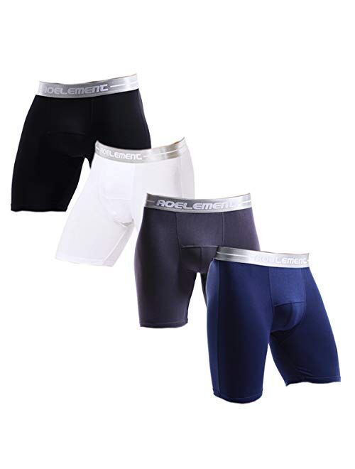 Ouruikia Men's Underwear Long Leg Boxer Briefs Performance Boxers Modal Underwear No Ride Up Boxer Brief