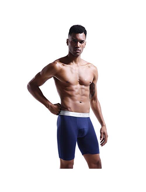 Ouruikia Men's Underwear Long Leg Boxer Briefs Performance Boxers Modal Underwear No Ride Up Boxer Brief