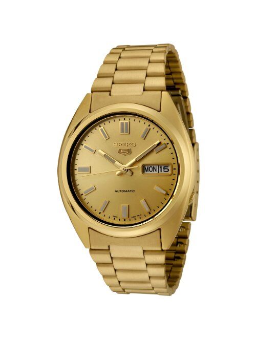 Seiko Men's SNXS80K Seiko 5 Automatic Gold Dial Gold-Tone Stainless Steel Watch