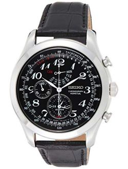 Neo Classic Chronograph Black Dial Black Leather Mens Watch SPC133