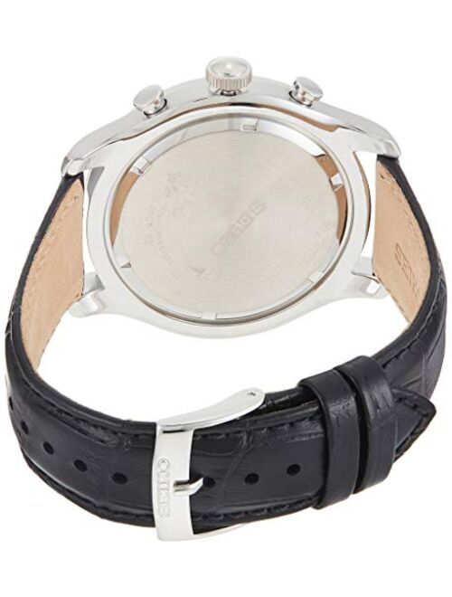 Seiko Neo Classic Chronograph Black Dial Black Leather Mens Watch SPC133