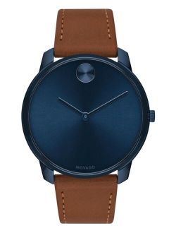 Men's Swiss BOLD Brown Nappa Leather Strap Watch 42mm