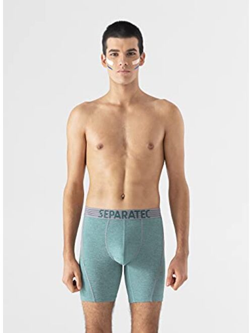 Separatec Men's Dual Pouch Underwear 8'' Inseam Color Block Sport Dry Fresh Boxer Briefs 2 Pack