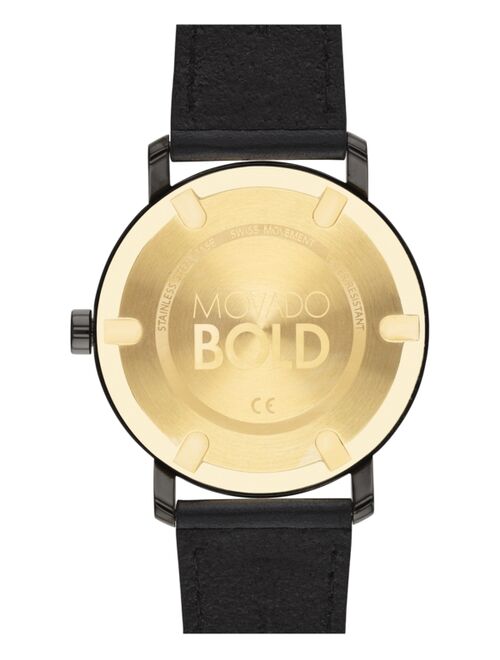 Movado Men's Swiss Bold Evolution Black Leather Strap Watch 40mm