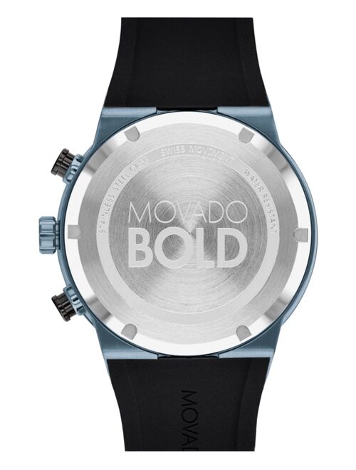 Movado Men's Swiss Chronograph BOLD Black Silicone Strap Watch 44mm