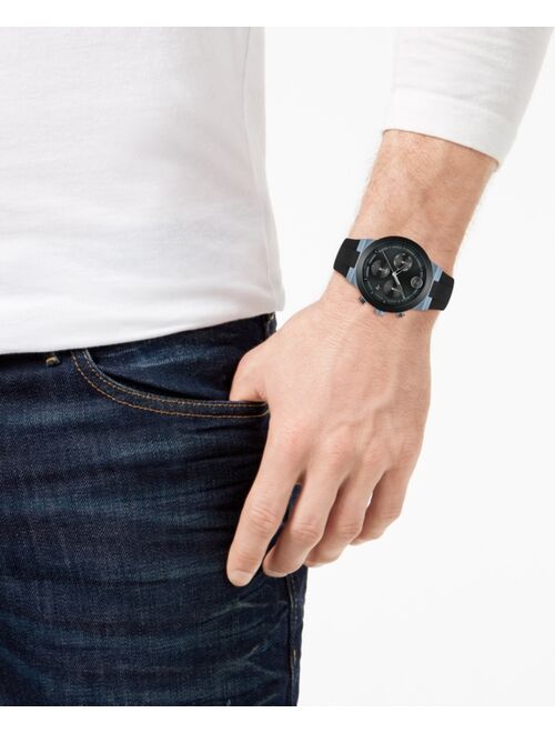 Movado Men's Swiss Chronograph BOLD Black Silicone Strap Watch 44mm