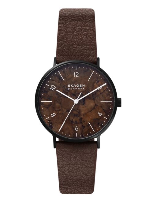 Skagen Men's Aaren Naturals Brown Mulberry Leather Alternative Strap Watch, 40mm