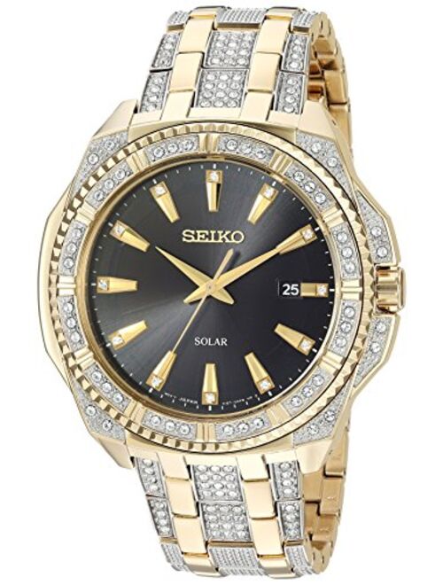 Seiko Men's Crystal Solar Japanese-Quartz Watch with Two-Tone-Stainless-Steel Strap, 21 (Model: SNE458)