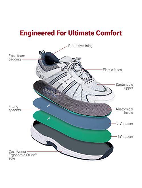 Orthofeet Best Plantar Fasciitis Pain Relief Diabetic Shoes. Extended Widths. Orthopedic Men's Walking Shoes, Monterey Bay