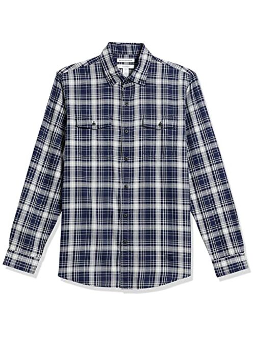 Amazon Essentials Men's Slim-Fit Long-Sleeve Plaid Two-Pocket Twill Shirt
