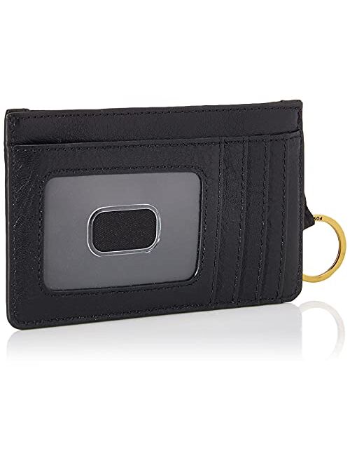 Fossil Women's Logan Leather Zip Card Case Wallet With Keychain
