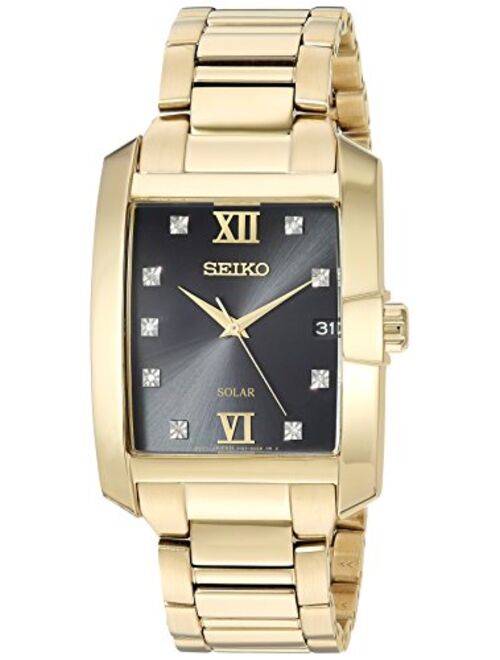 Seiko Men's Solar Diamond Japanese-Quartz Watch with Two-Tone-Stainless-Steel Strap, 20 (Model: SNE462)