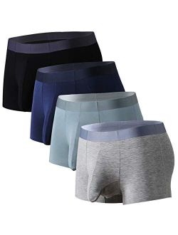 Men's Underwear Modal Trunks Silky Smooth Short Leg Boxer Breifs Quick Dry Trunks with Separate Pouch