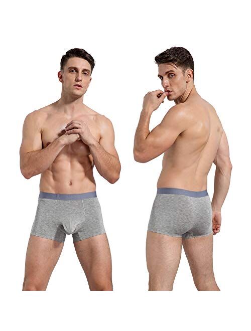 Ouruikia Men's Underwear Modal Trunks Silky Smooth Short Leg Boxer Breifs Quick Dry Trunks with Separate Pouch
