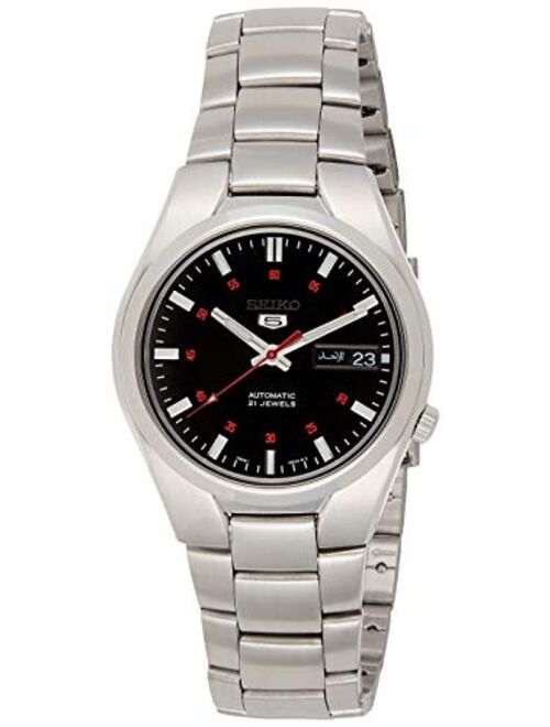 Seiko Men's 5' Japanese Automatic Stainless Steel Casual Watch, Color: Black dial (Model: SNK617)