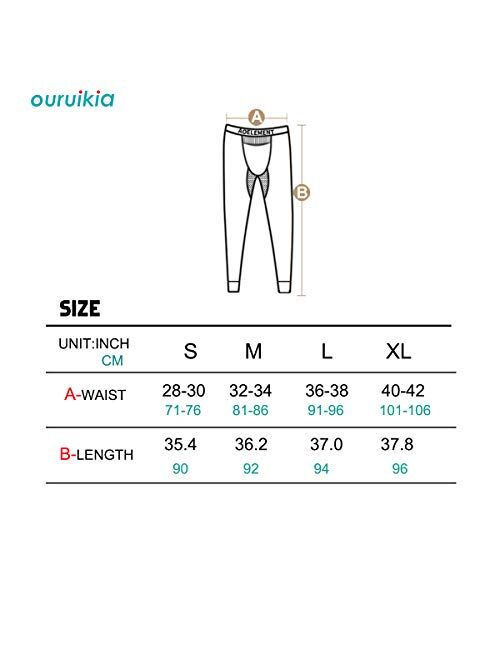 Ouruikia Men's Thermal Underwear Pants Modal Thermal Bottoms Long Johns Pants Underwear with Separate Pouch