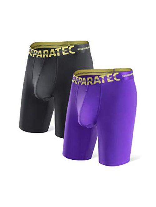 Separatec Men's Dual Pouch Underwear Quick Dry 8" Active Performance Boxer Briefs 2 Pack