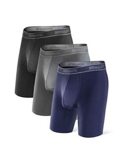 Men's Dual Pouch Underwear Micro Modal 8" Ultra Soft Comfort Fit Boxer Briefs 3 Pack