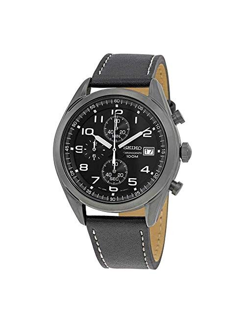 Seiko Men's Chronograph Quartz Watch with Leather Strap SSB277P1