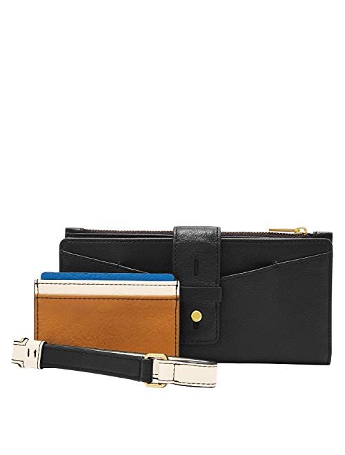 Fossil Women's Willa Leather Slim Tab Bifold Wallet Wristlet With Removable Card Case