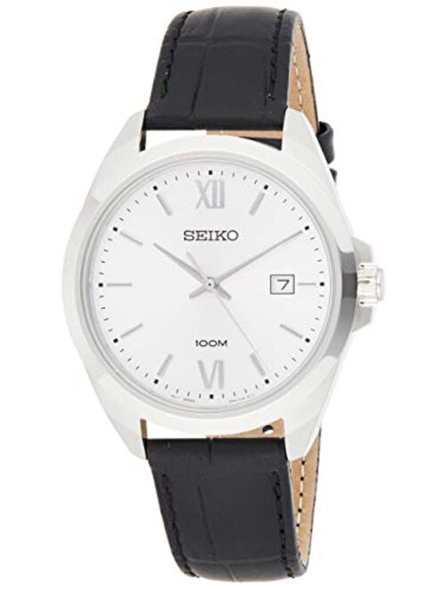 Seiko SUR283 Silver Leather Japanese Quartz Dress Watch