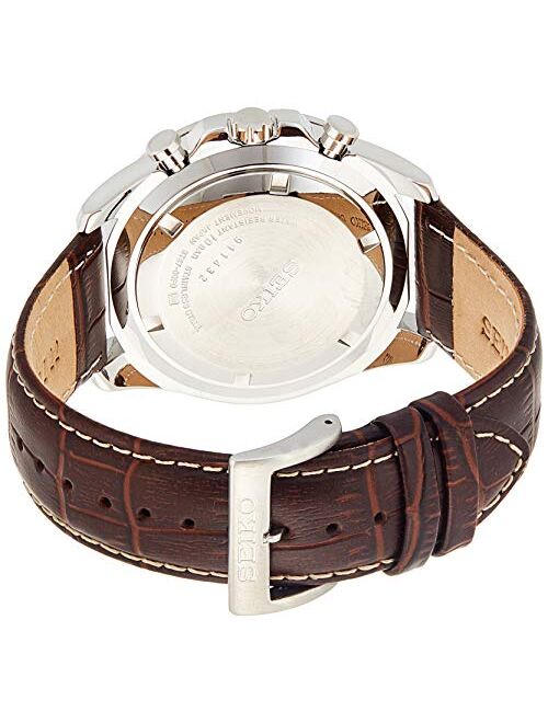 Seiko Men's 44mm Brown Leather Band Steel Case Hardlex Crystal Quartz White Dial Analog Watch SSB263