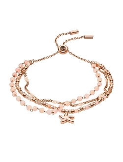 Women's Rose Gold-Tone Stainless Steel Beaded Bracelet