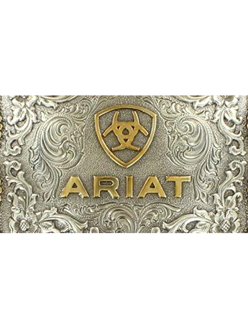 Ariat Men's Rectangle Round Edge Belt Buckle, Silver, Gold, OS