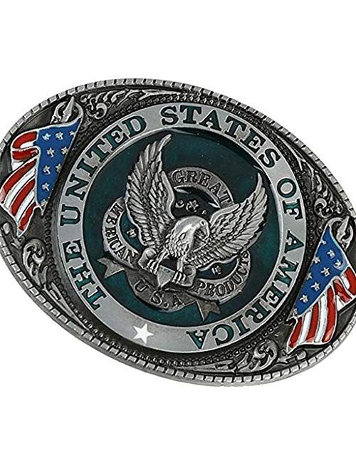 MoliD The United State of American Flag Belt Buckle Patriotic Eagle for 4th of July Party, 1, Medium