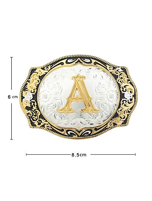 Vintage Fashion Western Belt Buckle A to Z Initial Letter Cowboy Belt Buckles for Men