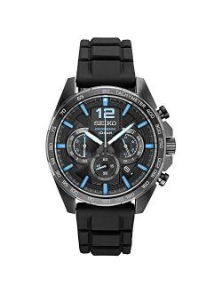 Men's Stainless Steel Japanese Quartz Silicone Strap, Black, Casual Watch (Model: SSB353)