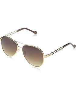Women's J5856 Metal Chain Temple Aviator Sunglasses with 100% UV Protection, 60 mm