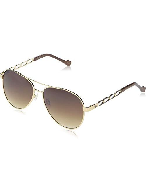 Jessica Simpson Women's J5856 Metal Chain Temple Aviator Sunglasses with 100% UV Protection, 60 mm