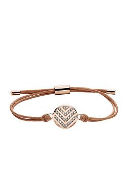 Women's Stainless Steel and Genuine Leather Bracelet