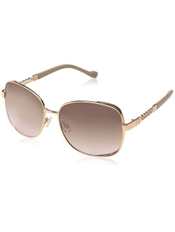Women's J5512 Large Vented Square Metal Sunglasses with Chain Detailed Temple & 100% UV Protection, 60 mm