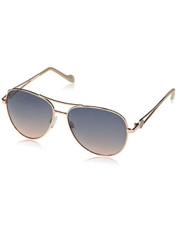 Women's J5859 Open Temple Metal Aviator Sunglasses with 100% UV Protection, 60 mm