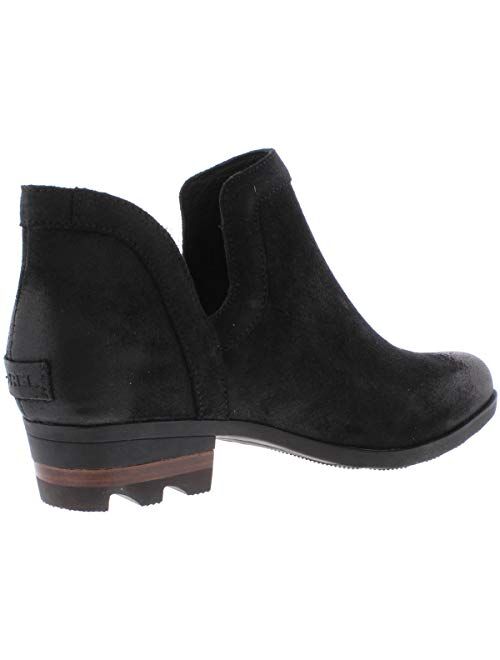 SOREL - Women's Lolla Cut Out Bootie, Leather or Suede Ankle Boot with Stacked Heel