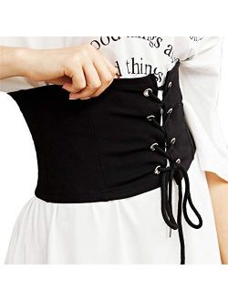 Womens Wide Elastic Lace-up Waist Belt Adjustable Leather Cinch Corset Waistband
