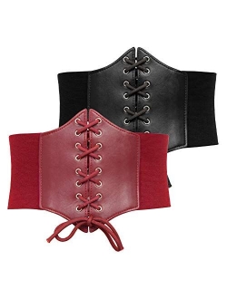 Womens Corset Belt Vintage Lace-up Cinch Elastic Waist Belt