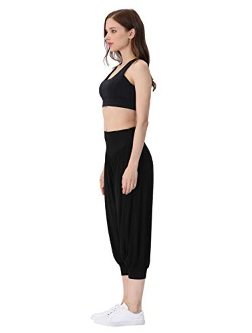 HOEREV® Super Soft Modal Spandex Harem Yoga Pilates Pantalons Capri des femmes
