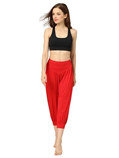 HOEREV® Super Soft Modal Spandex Harem Yoga Pilates Pantalons Capri des femmes