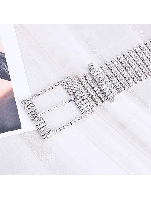 Women Rhinestone Belt Shiny Diamond Crystal Ladies Waist Belt for Jeans Dresses Silver Gold by WHIPPY