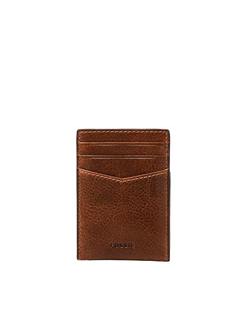 Fossil Men's Leather Minimalist Magnetic Card Case with Money Clip Front Pocket Wallet
