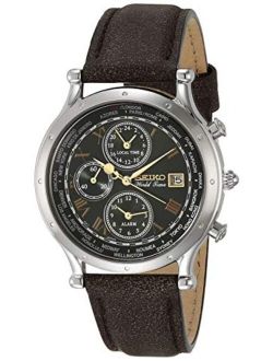 Men's Essentials Stainless Steel Japanese Quartz With Leather Calfskin Strap, Brown (Model: SPL057)