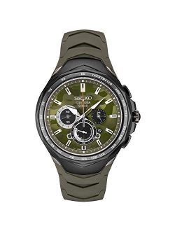 Men's Stainless Steel Japanese Quartz Silicone Strap, Green, Casual Watch (Model: SSC747)