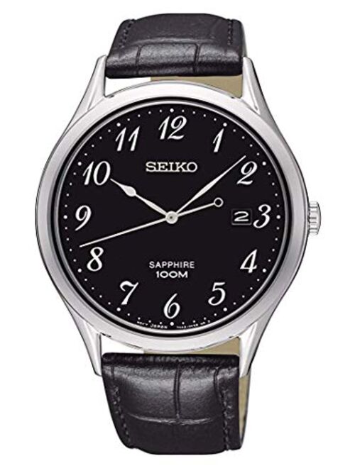 Seiko Mens Analogue Quartz Watch with Leather Strap SGEH77P1