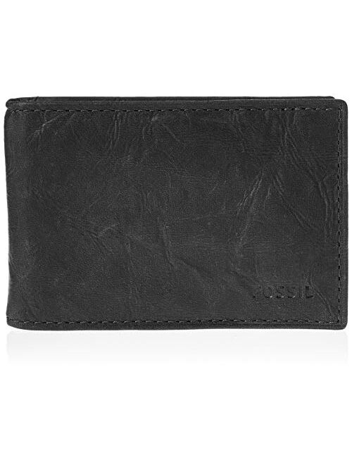Fossil Men's Ingram Leather RFID Blocking Money Clip Bifold Wallet
