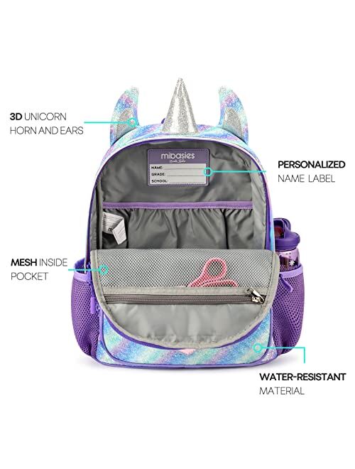 Mibasies Kids Unicorn Backpack for Girls Rainbow School Bag (Dark Purple)